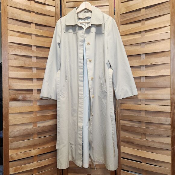 Vintage AstorOne Tan Trench Coat Removable Fleece Liner Hood Winter Women 14 - Picture 3 of 12